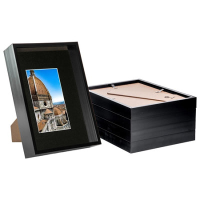 Nicola Spring A4 (8 X 12") Deep Photo FramesBlack/black Mount3D Deep Box Picture Frame Display Case (31 X 22Cm) X5 from B&Q