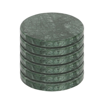 Argon Tableware 10Cm Marble CoastersSet Of 6 Green Round Reusable Dining Table Drink Coaster Drinking Glass Mats