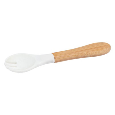 Tiny Dining Bamboo Silicone Tip ForkWhiteChildren's Baby Toddler Soft Curved Feeding Weaning Fork from B&Q