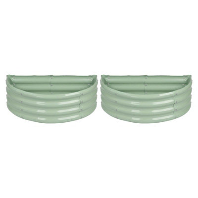 B&Q -  Raised Garden Beds2X Green Semi-Circle Bottomless Galvanised Steel Metal Planter Box 90 X 45Cm