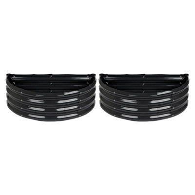 B&Q -  Raised Garden Beds2X Anthracite Semi-Circle Bottomless Galvanised Steel Metal Planter Box 90 X 45Cm