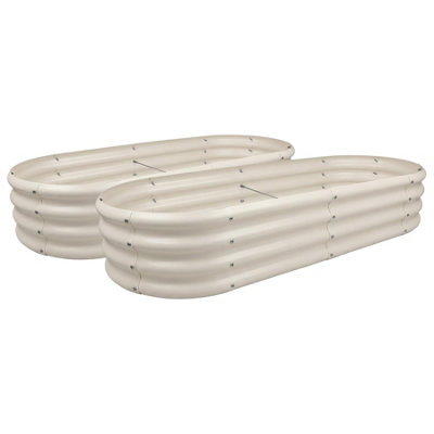 B&Q -  Raised Garden Beds2X Ivory Rounded Bottomless Metal Raised Galvanised Steel Planter Box 180 X 90Cm
