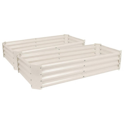 B&Q -  Raised Garden Beds2X Ivory Rectangular Bottomless Metal Raised Galvanised Steel Planter Box 180 X 90Cm