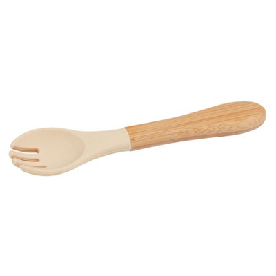 Tiny Dining Bamboo Silicone Tip ForkBeigeChildren's Baby Toddler Soft Curved Feeding Weaning Fork from B&Q