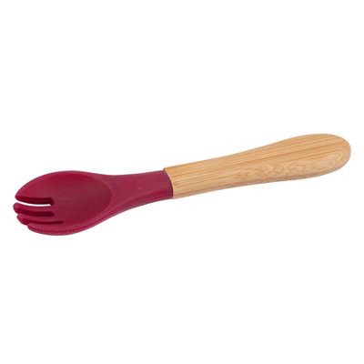 Tiny Dining Bamboo Silicone Tip ForkRedChildren's Baby Toddler Soft Curved Feeding Weaning Fork from B&Q