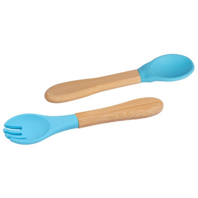 Tiny Dining Bamboo Baby Weaning Fork & Spoon Set - Black