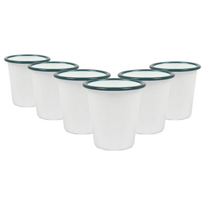 Argon Tableware White Enamel Tumblers300MlGreenPack Of 6 from B&Q