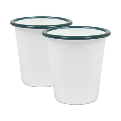 Argon Tableware Enamel Tumblers - 300Ml - Pack Of 2 White/Green