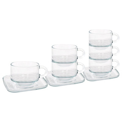 LAV Glassware Lav 12Pc Cozy Stacking Glass Coffee Cups & Saucer Set270Ml from B&Q