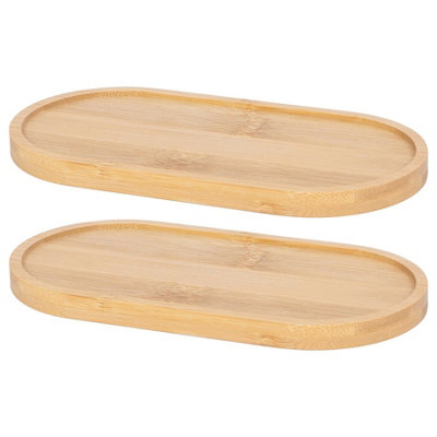 B&Q -  Bamboo Soap Dispenser TraysBrownPack Of 2