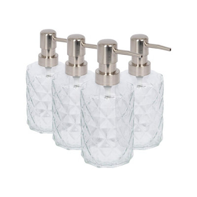 Harbour Housewares 500Ml Glass Soap Dispensers4X Prism Bathroom Kitchen Spa Refillable Hand Wash Or Lotion Bottle With Pump from B&Q