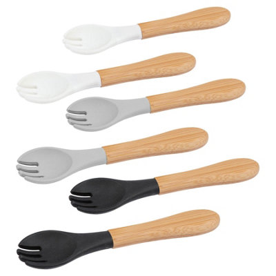 Tiny Dining Bamboo Baby Weaning Fork & Spoon Set - Grey