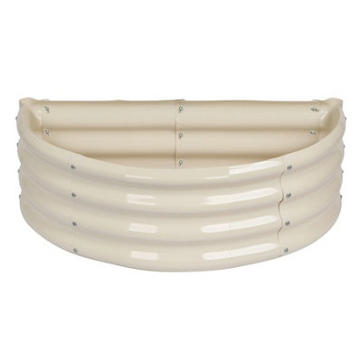 B&Q -  Raised Garden BedIvory Semi-Circle Bottomless Galvanised Steel Metal Planter Box 90 X 45Cm