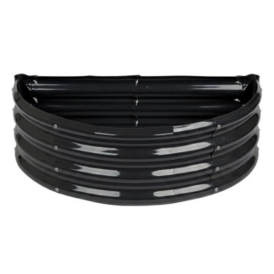 B&Q -  Raised Garden BedAnthracite Semi-Circle Bottomless Galvanised Steel Metal Planter Box 90 X 45Cm