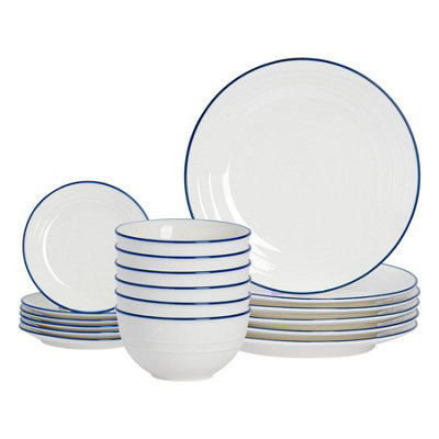 B&Q -  18Pc Farmhouse Porcelain Dinner SetWhite