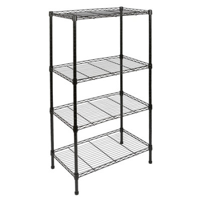 Harbour Housewares Adjustable Wire Shelving Unit - 4 Tier - Black