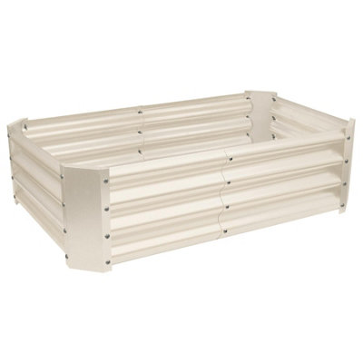 Harbour Housewares Ivory Rectangle Galvanised Steel Outdoor Raised Garden Bed Planter - 120Cm X 60Cm Medium