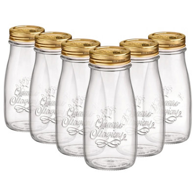 B&Q -  Quattro Stagioni Glass Bottles With Screw Top Lid400MlPack Of 6