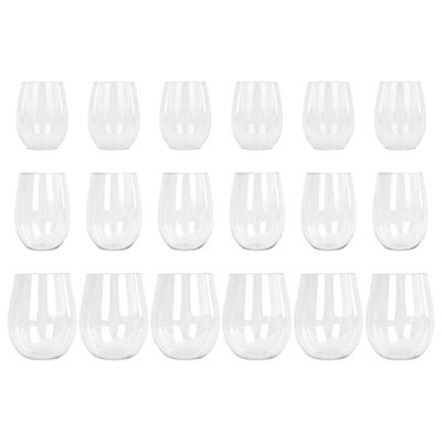 Argon Tableware 18Pc Reusable Plastic Stemless Wine Glasses Set