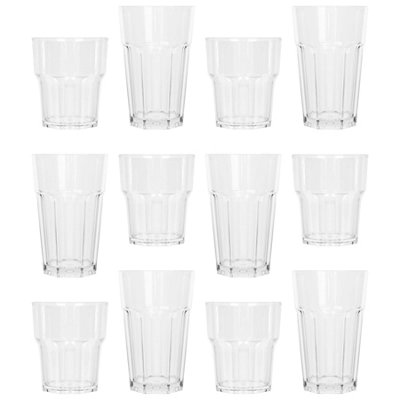 Argon Tableware 12Pc Reusable Plastic Tumblers & Highball Glasses Set