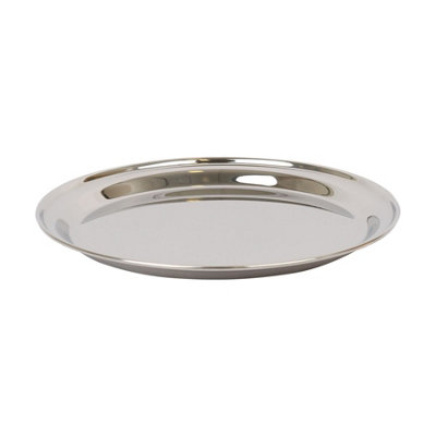 Argon Tableware 25.5Cm Serving PlatterStainless Steel Chrome Dinner Tray Round Tray Plate Small Appetizer Serving Dishes from B&Q