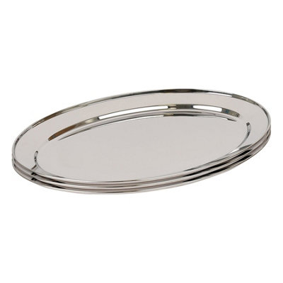 Argon Tableware 3X Oval Serving Platters50 X 35CmStainless Steel Dinner Tray Oval Plate Small Appetizer Serving Dishes from B&Q