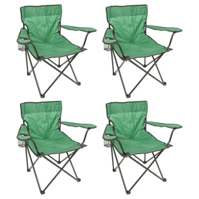 Harbour Housewares Folding Canvas Camping ChairsMatt Black/greenPack Of 4 from B&Q