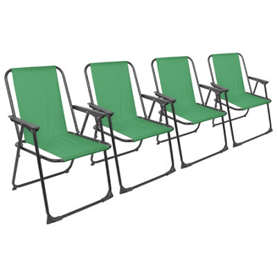 Harbour Housewares Folding Metal Beach ChairsMatt Black/greenPack Of 4 from B&Q