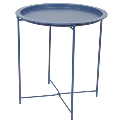 Harbour Housewares Light Round Steel Tray Table - Matt Navy
