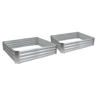 B&Q -  Raised Garden Beds2X Silver Square Bottomless Metal Raised Bed Galvanised Steel Planter Box 120 X 120Cm