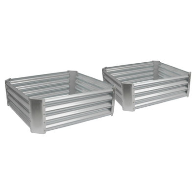B&Q -  Raised Garden Beds2X Silver Square Bottomless Metal Raised Bed Galvanised Steel Planter Box 90 X 90Cm