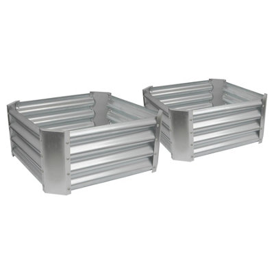 B&Q -  Raised Garden Beds2X Silver Square Bottomless Metal Raised Bed Galvanised Steel Planter Box 60 X 60Cm
