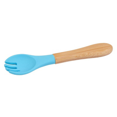 Tiny Dining Bamboo Silicone Tip ForkBlueChildren's Baby Toddler Soft Curved Feeding Weaning Fork from B&Q