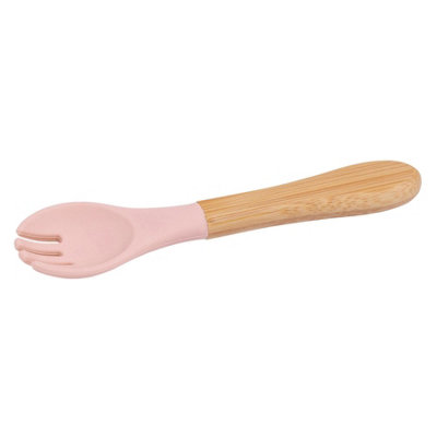 Tiny Dining Bamboo Silicone Tip ForkPastel PinkChildren's Baby Toddler Soft Curved Feeding Weaning Fork from B&Q