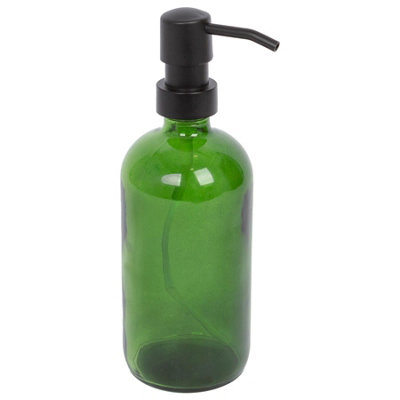 Harbour Housewares 500Ml Glass Soap DispenserGreen Bathroom Kitchen Spa Refillable Hand Wash Or Lotion Bottle With Pump from B&Q