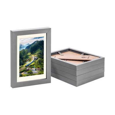 Nicola Spring Photo Frames With 4" X 6" Mount5" X 7"Grey/ivoryPack Of 5 from B&Q
