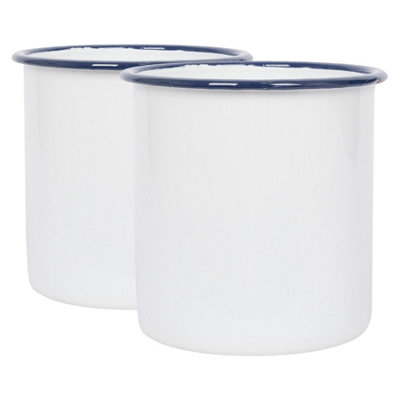 Argon Tableware White Enamel Utensil Holders15.5CmBluePack Of 2 from B&Q