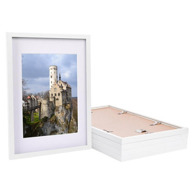Nicola Spring 5X Photo Frames With White A4 MountA3 (12" X 17") White Portrait Hanging Wall Mounted Picture Display Frame from B&Q