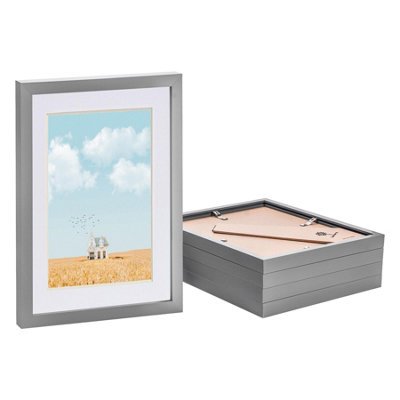 Nicola Spring Photo Frames With A5 MountA4 (8" X 12")Grey/whitePack Of 5 from B&Q