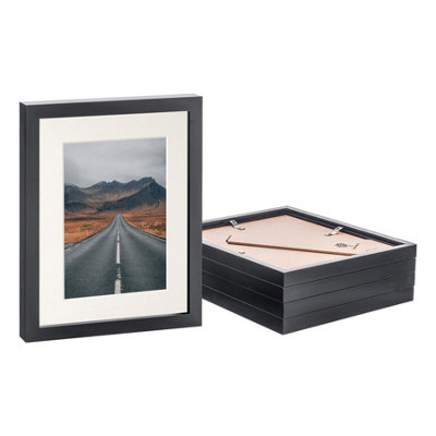 Nicola Spring Photo Frames With 5" X 7" Mount - 8" X 10" - Pack Of 5 Black/Ivory