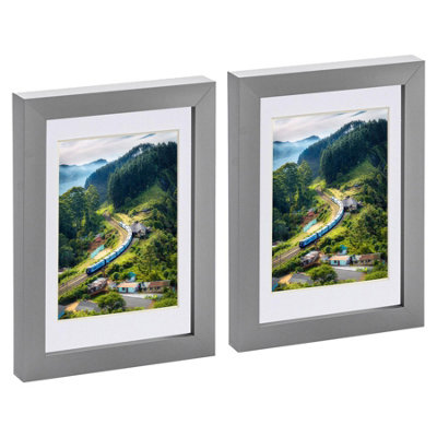 B&Q -  Photo Frames With 4" X 6" Mount5" X 7"Grey/whitePack Of 2