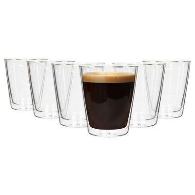 Rink Drink 200Ml Double Walled Glasses SetSet Of 6Heat Resistant Tumbler Cups Insulated Glass Drinking Glasses from B&Q