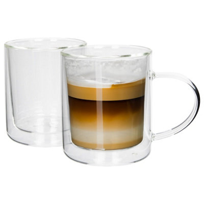 B&Q -  Double-Walled Glass Mugs Set360MlPack Of 2