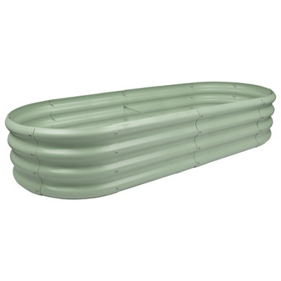 Harbour Housewares Raised Garden BedGreen Rounded Bottomless Metal Raised Galvanised Steel Planter Box 180 X 90Cm from B&Q