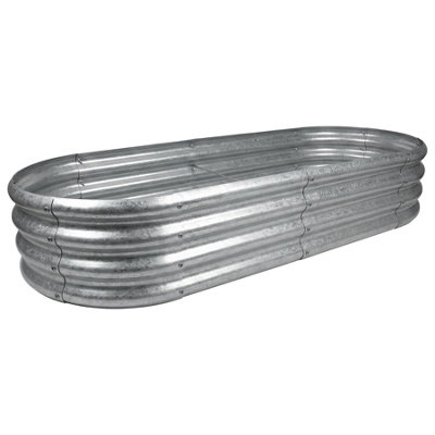 Harbour Housewares Raised Garden BedSilver Rounded Bottomless Metal Raised Galvanised Steel Planter Box 180 X 90Cm from B&Q