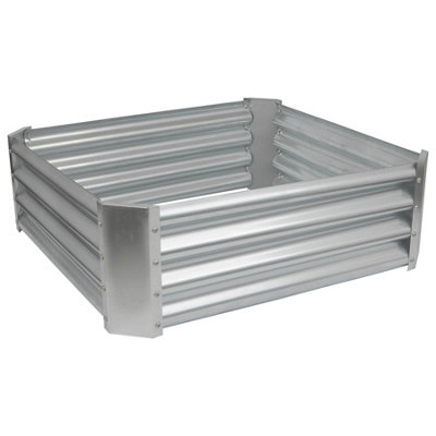 Harbour Housewares Square Galvanised Steel Raised Garden Bed - 90Cm X 90Cm - Silver