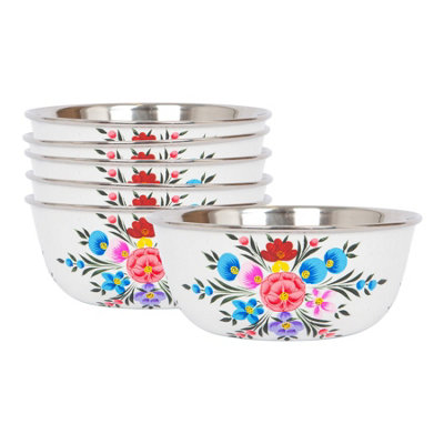 Billycan Hand-Painted Picnic Snack Bowls14.5CmCotton PansyPack Of 6 from B&Q