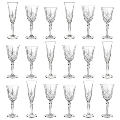 Rcr Crystal 18Pc Melodia Red & White Wine Glasses & Champagne Flutes Set from B&Q