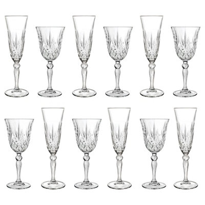 Rcr Crystal 12Pc Melodia White Wine Glasses & Champagne Flutes Set from B&Q