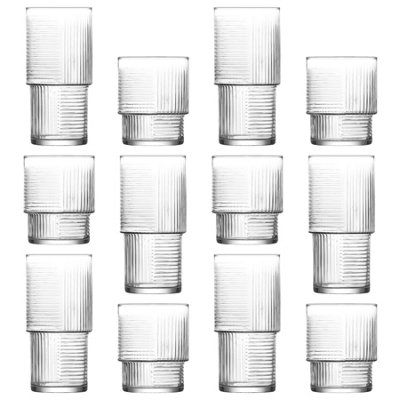 LAV Glassware Lav 12Pc Helen Stacking Highball Glasses & Whisky Tumblers Set from B&Q